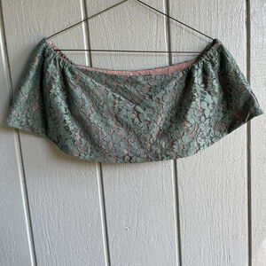 Alexis Taza Off The Shoulder Lace Crop Top In Dusty Blue Size M